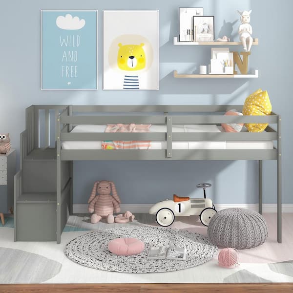 Junior twin loft bed with storage deals steps