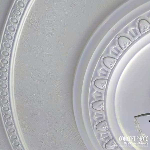 Ekena Millwork Lauren Ceiling Medallion – 20-5/8" OD X 6-1/4" ID X 1-3/8" P, 2-Piece, Fits Canopies Up To 6-1/4"