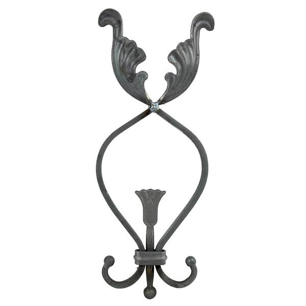 arteferro 11-13/16 in. x 4-23/32 in. x 1/4 in. Flat Bar With 1/4 in. Forged Leaves Ends Raw Forged Scroll
