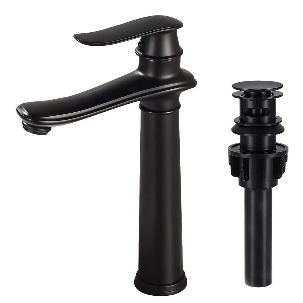 Single Handle Single Hole Bathroom Vessel Sink Faucet, Waterfall Bathroom Sink Faucet with Pop-Up Drain in Matte Black price history on PriceWatchPro