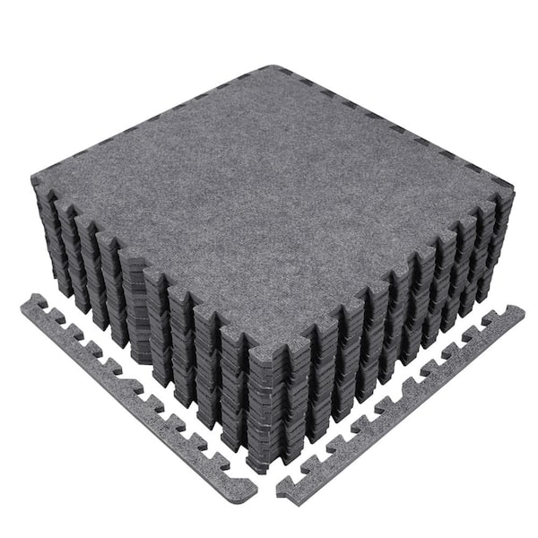 CAP Carpet Texture Top Gray 24 in. x 24 in. x 12 mm Interlocking Mats for Home Gym, Kids Room and Living Room (72 sq. ft.)