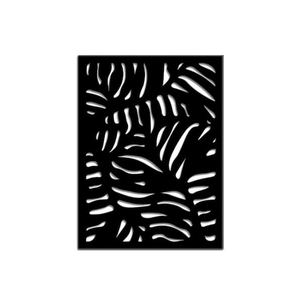 Oasis 3 ft. x 4 ft. Decorative Privacy Panel in Black Powder-Coated Steel with Screws