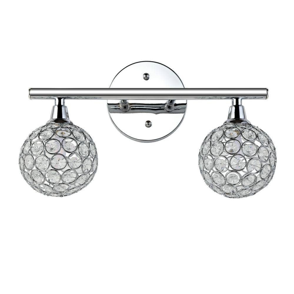 Maeve 13" Chrome 2-Light Iron and Glass Vanity Light