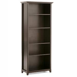 Amherst 70 in. Hickory Brown Wood 5-shelf Standard Bookcase with Adjustable Shelves
