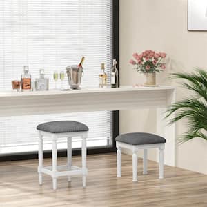 31 in. x 27 in. x 19 in. Gray Wood Bar Stool Stool with Footrests (Set of 2)