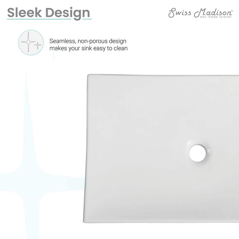 Annecy White Ceramic Rectangle Vessel Bathroom Sink