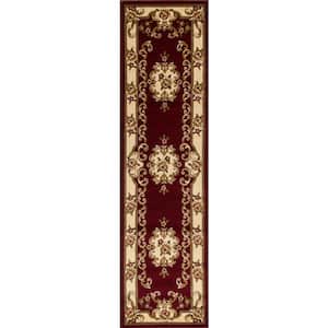 Traditional Morrocan Red/Ivory 2 ft. x 8 ft. Runner Rug