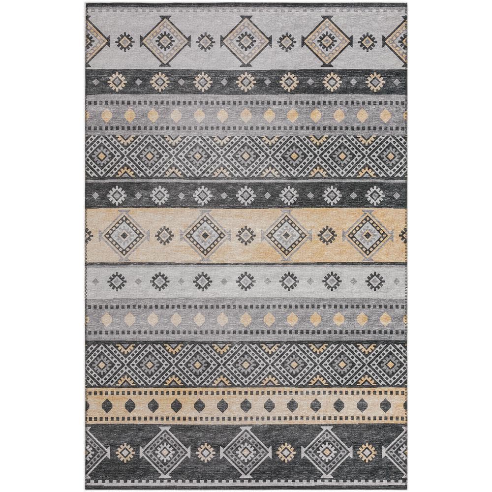 Yuma Grey 5 ft. x 7 ft. 6 in. Geometric Indoor/Outdoor Washable Area Rug