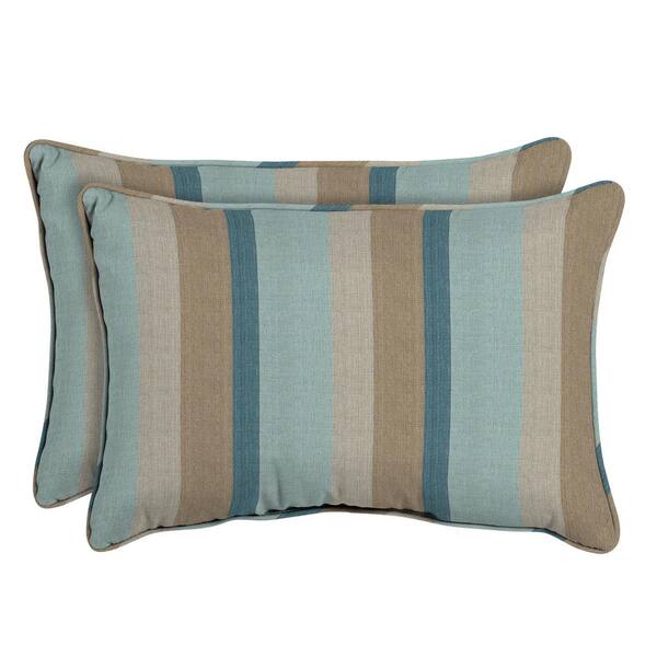 Home Decorators Collection Sunbrella Gateway Mist Oversized Lumbar Outdoor Throw Pillow (2-Pack)