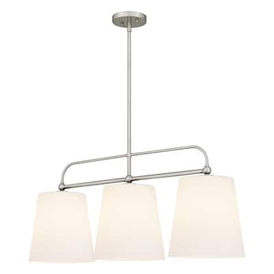 Corbin 3-Light Brushed Nickel Linear Chandelier with White Opal Glass Shades