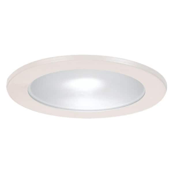 Frosted Glass 4 in. White Recessed Shower Trim
