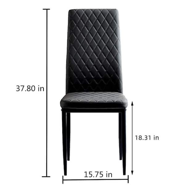Diamond Pattern Dining Chairs, High Back Black Leather Dining Chairs