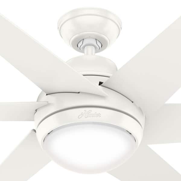 Hunter - Sotto 52 in. LED Indoor Fresh White Ceiling Fan with Light Kit and Remote