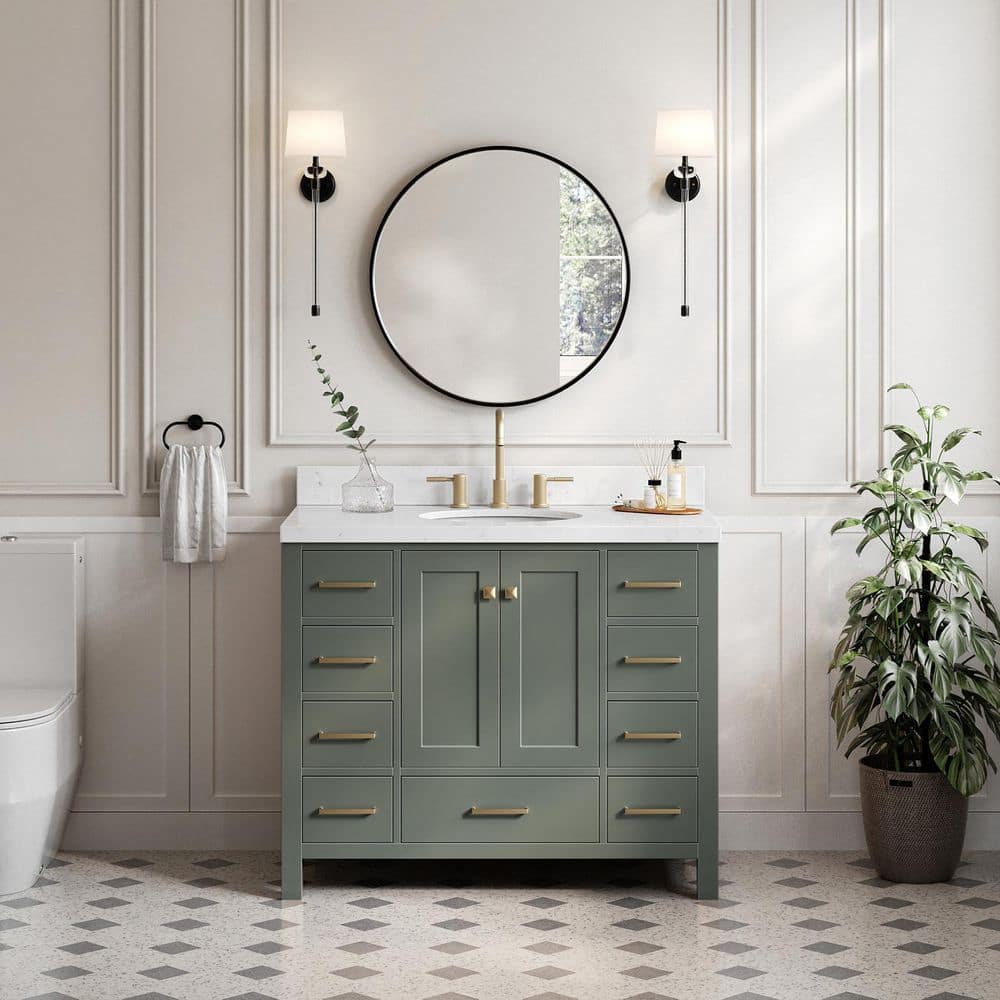 Cambridge 42 in. Single Sink Floating Bathroom Vanity in Vintage Sage Green with Carrara White Quartz Top price history on PriceWatchPro