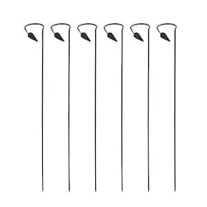 40 in. Tall Black Powder Coated Wrought Iron Garden Stakes for Plants (6-Pack)