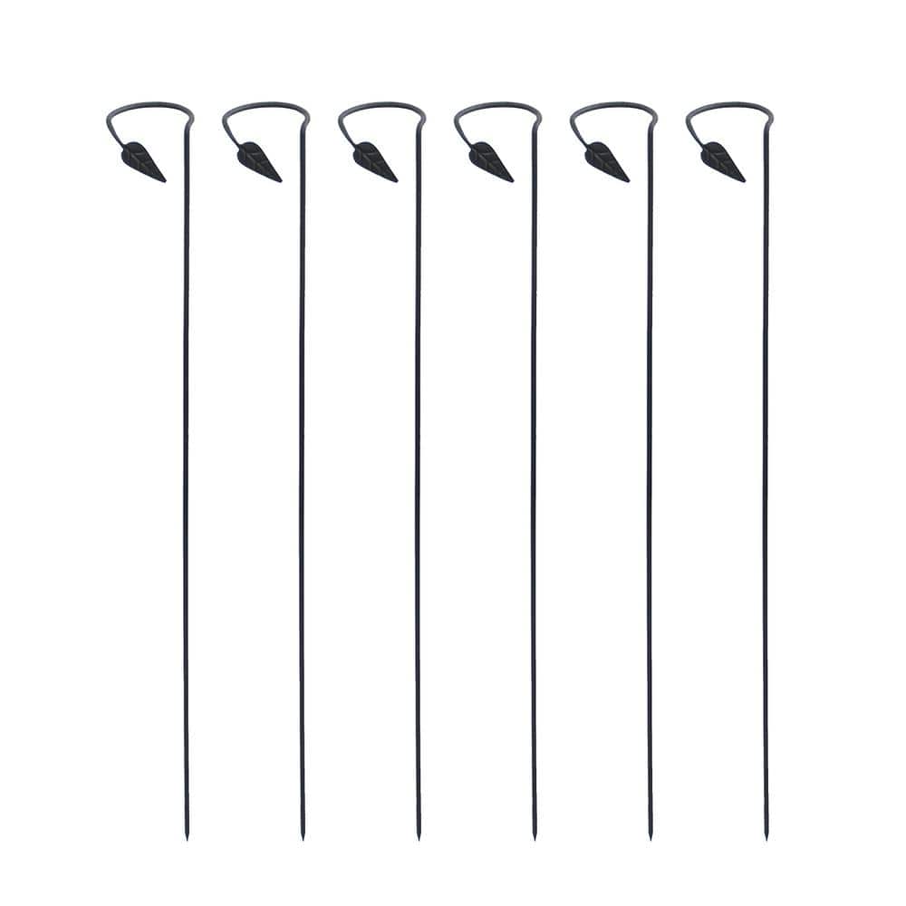 Black Wrought Iron 40-Inch Plant Support Stakes, Set of 6