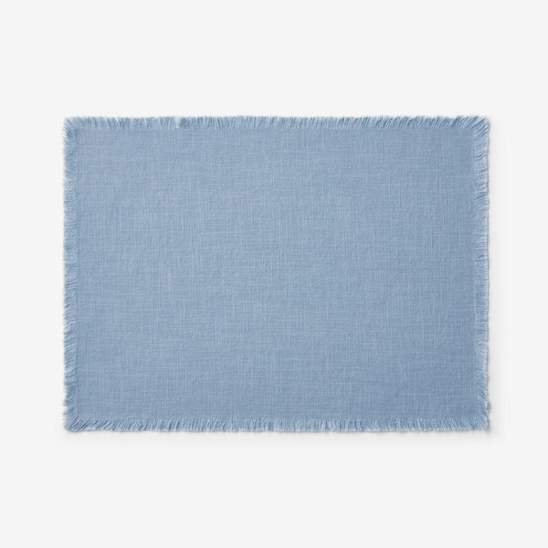 Company Cotton Solid Fringe 20 in. x 14 in. Pale Blue Placemat (Set of 4)