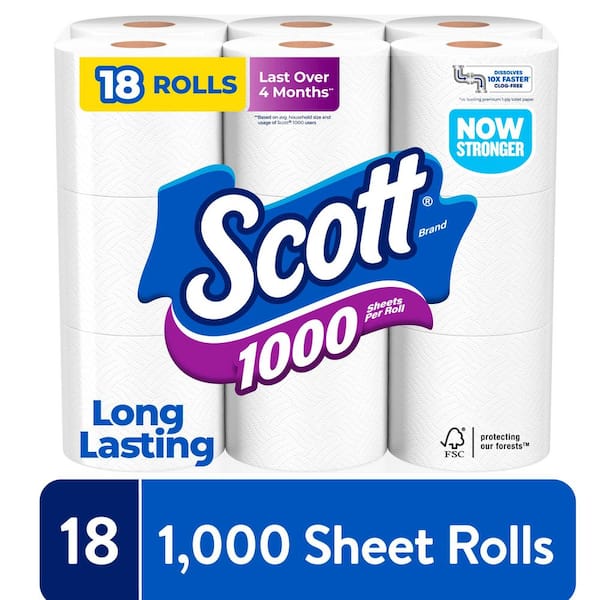 Bath Tissue 1000-Sheet (18 Rolls) Toilet Paper