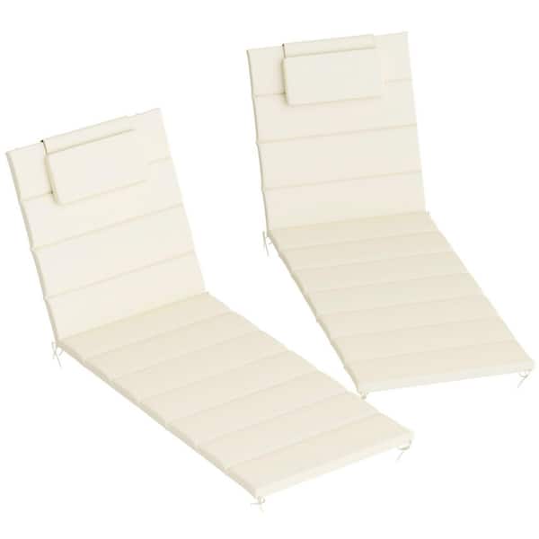 Outsunny 80 in. x 26 in. x 1.2 in. Outdoor Lounge Chair Cushion Set of 2 Cream White