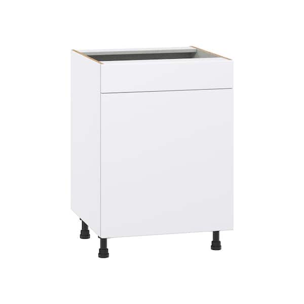 J COLLECTION Timberline 24 in. W x 24 in. D x 34.5 in. H Assembled Slab Sink Base Kitchen Cabinet in Bright White with Falsefront