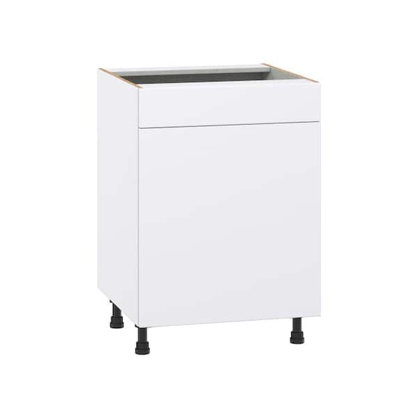 J COLLECTION Fairhope Bright White Slab Assembled Sink Base Kitchen Cabinet with Falsefront (24 in. W x 34.5 in. H x 24 in. D)