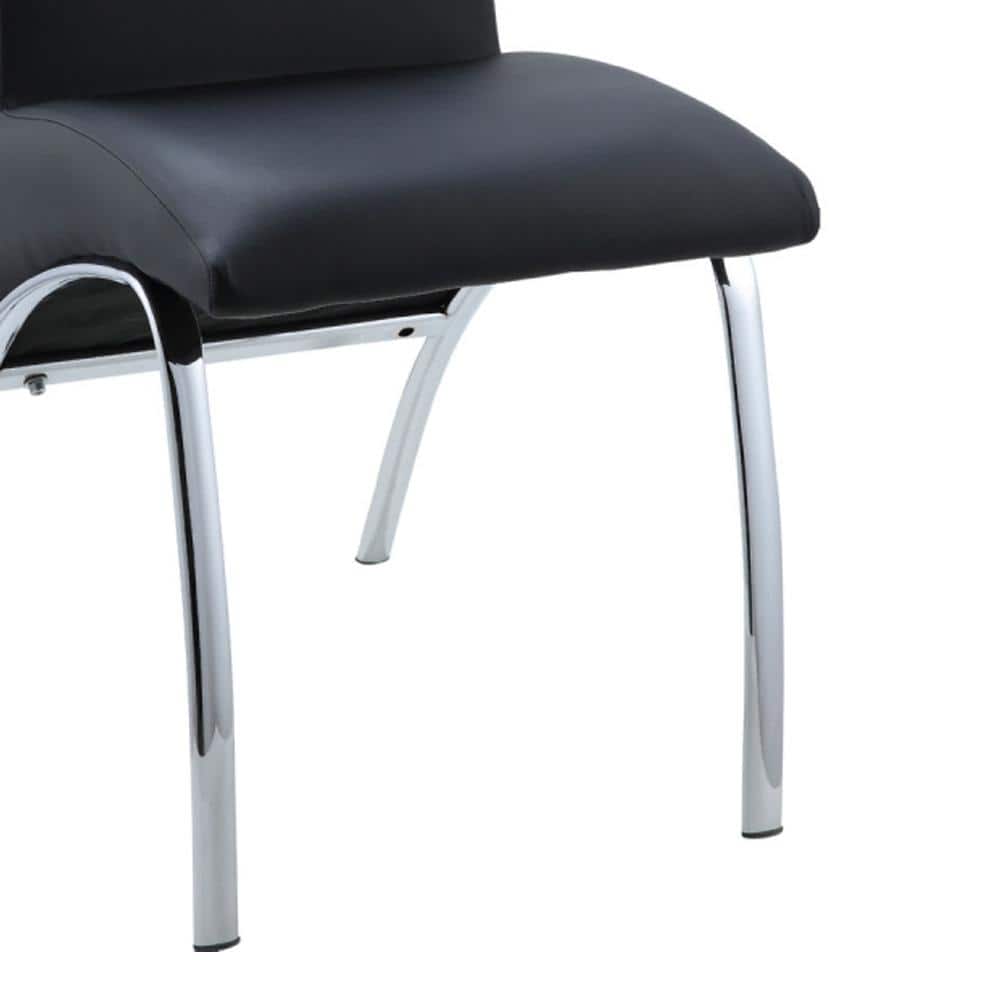 Black Faux Leather Upholstered Side Chair with Chrome Legs