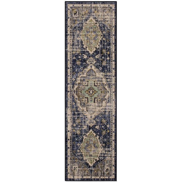 Pantaleone Indigo 2 ft. x 7 ft. Oriental Runner Rug