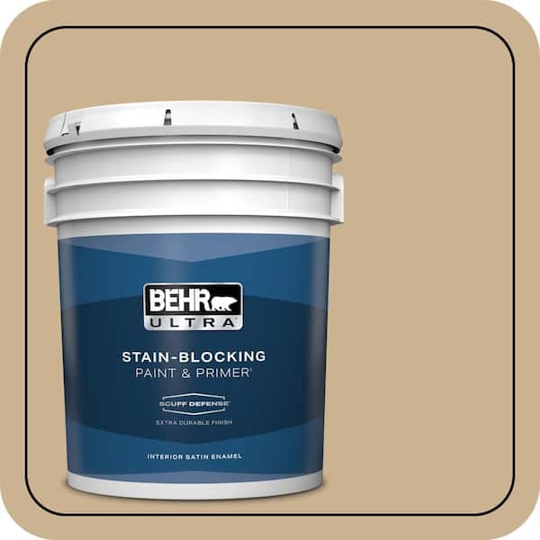 BEHR ULTRA 5 gal. #PWL-84 Tropical Tan Extra Durable Satin Enamel Interior Paint & Primer