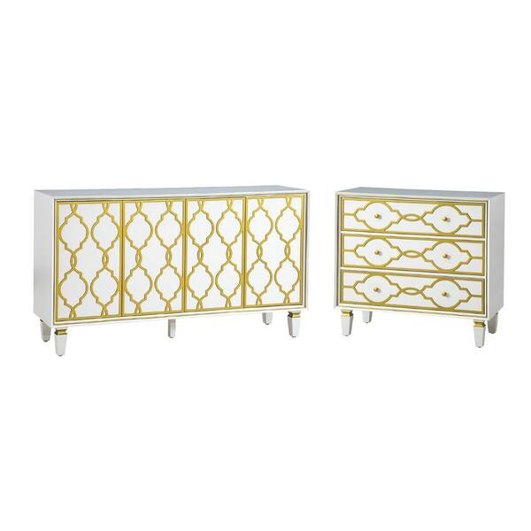 JAYDEN CREATION Beatrice 2 Piece White Wood 61 in. Sideboard