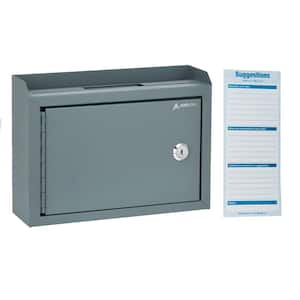 Medium Size Grey Steel Multi-Purpose Suggestion Drop Box Mailbox with Suggestion Cards