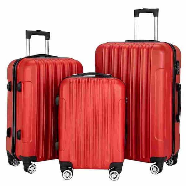 3-Piece Multifunctional Large Capacity Traveling Storage Suitcase Luggage Set Red