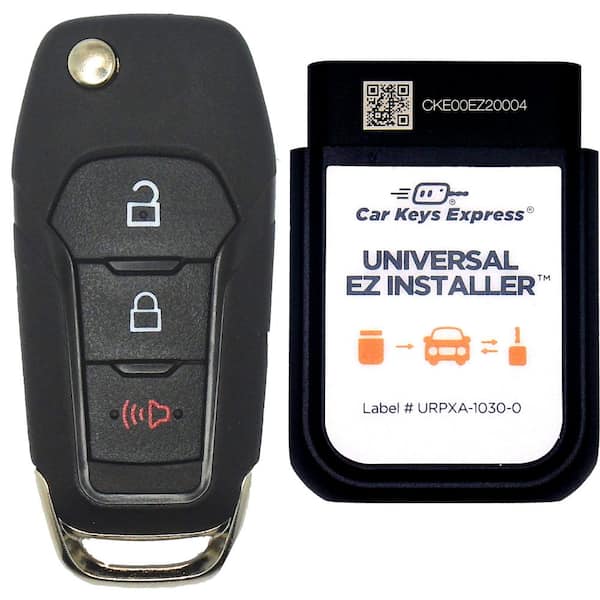 Car Keys Express Ford Simple Key-3 Button Flip Key Remote and Programmer with Lock, Unlock, and Panic Buttons
