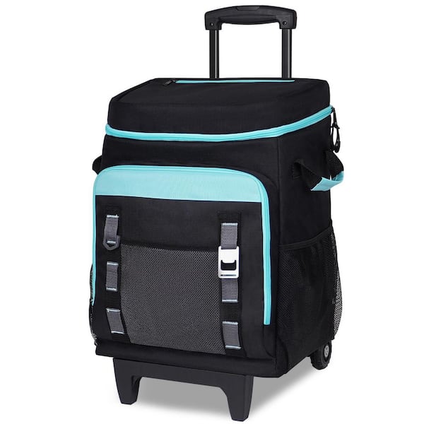 Cooler with Wheels and Handle, 52.8 qt. Rolling Cooler, Portable Soft Sided Coolers with Wheel