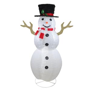 6 ft. Pre-Lit Outdoor Chenille Swirl Large Snowman With Top Hat Christmas Outdoor Decoration