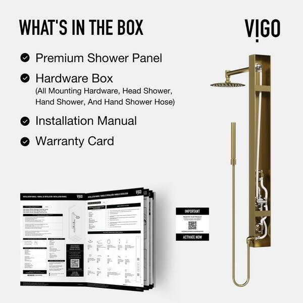 VIGO Gardenia 39 in. H x 4 in. W 2-Jet Shower Panel System with