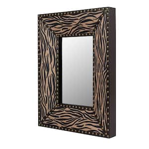 21 in. W x 26 in. H Rectangular Fabric and PU Covered MDF Framed Wall Bathroom Vanity Mirror in Brown