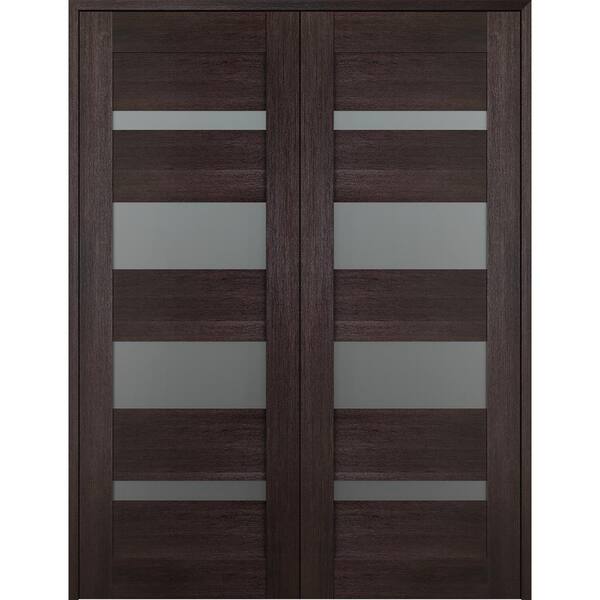 Belldinni Vona 07-01 48 in. x 84 in. Both Active 5-Lite Frosted Glass Veralinga Oak Wood Composite Double Prehung Interior Door