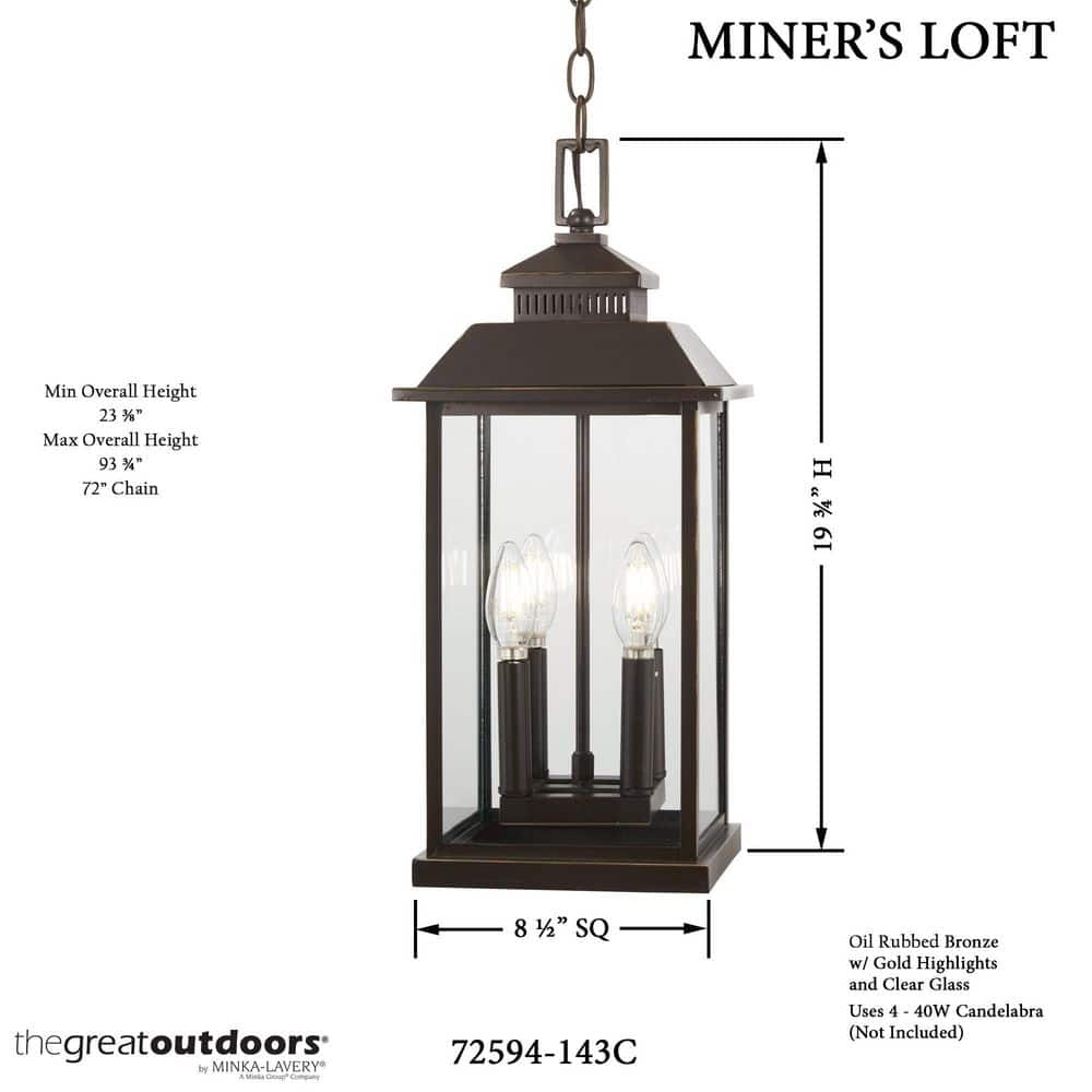 Oil Rubbed Bronze and Clear Glass 4-Light Outdoor Lantern