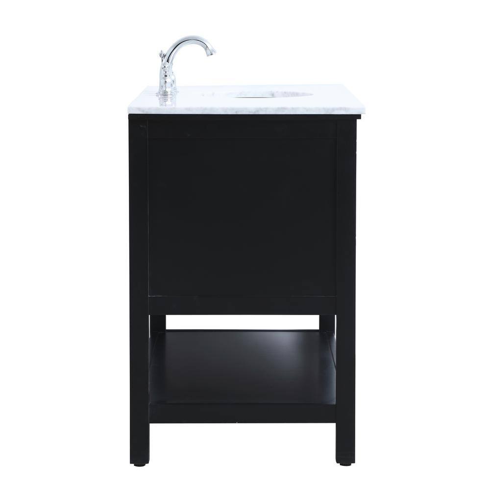 Black 48" Single Marble Top Freestanding Bathroom Vanity