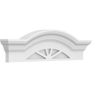 24-in W x 7-in H x 2-1/2-in P Segment Arch W/Flankers 4 Spoke Signature Urethane Pediment, Primed Tan