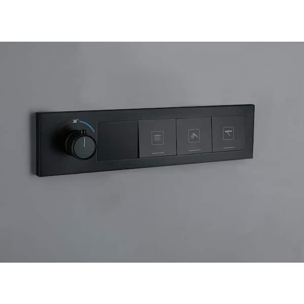 3-spray 22 in. Dual Handheld Shower Head Wall Mounting Fixed and Rain Shower Combo Set With Hand Shower in Matte Black