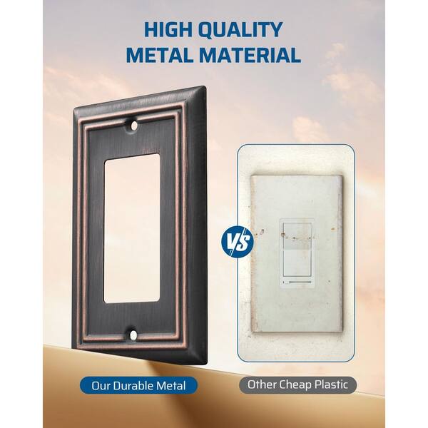 Standard 1-Gang Brushed Nickel Decorator/Rocker Outlet Metal Wall Plates (2-Pack)