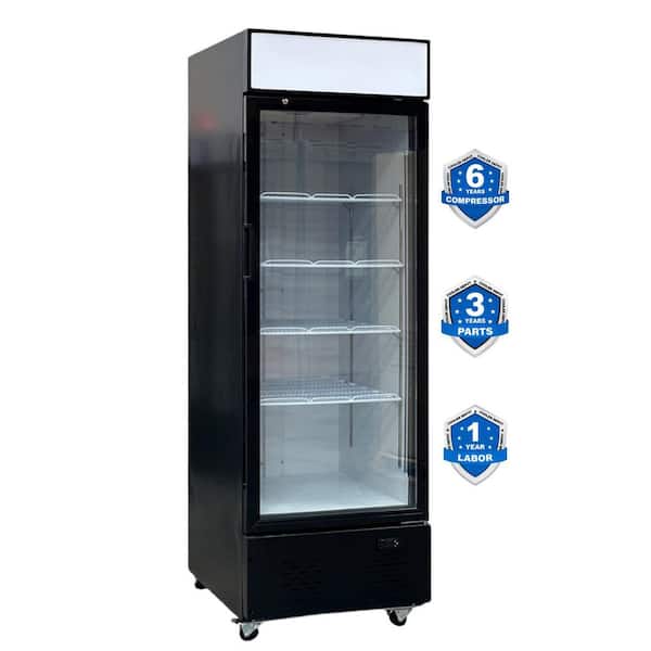 Cooler Depot 24in.W 20cu.ft Commercial Upright Fridge Display Refrigerator Glass Door Merchandiser with LED Lighting in Black