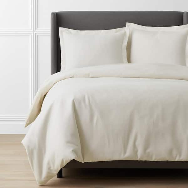 The Company Store Company Cotton Solid Velvet Flannel Ivory Full Duvet Cover