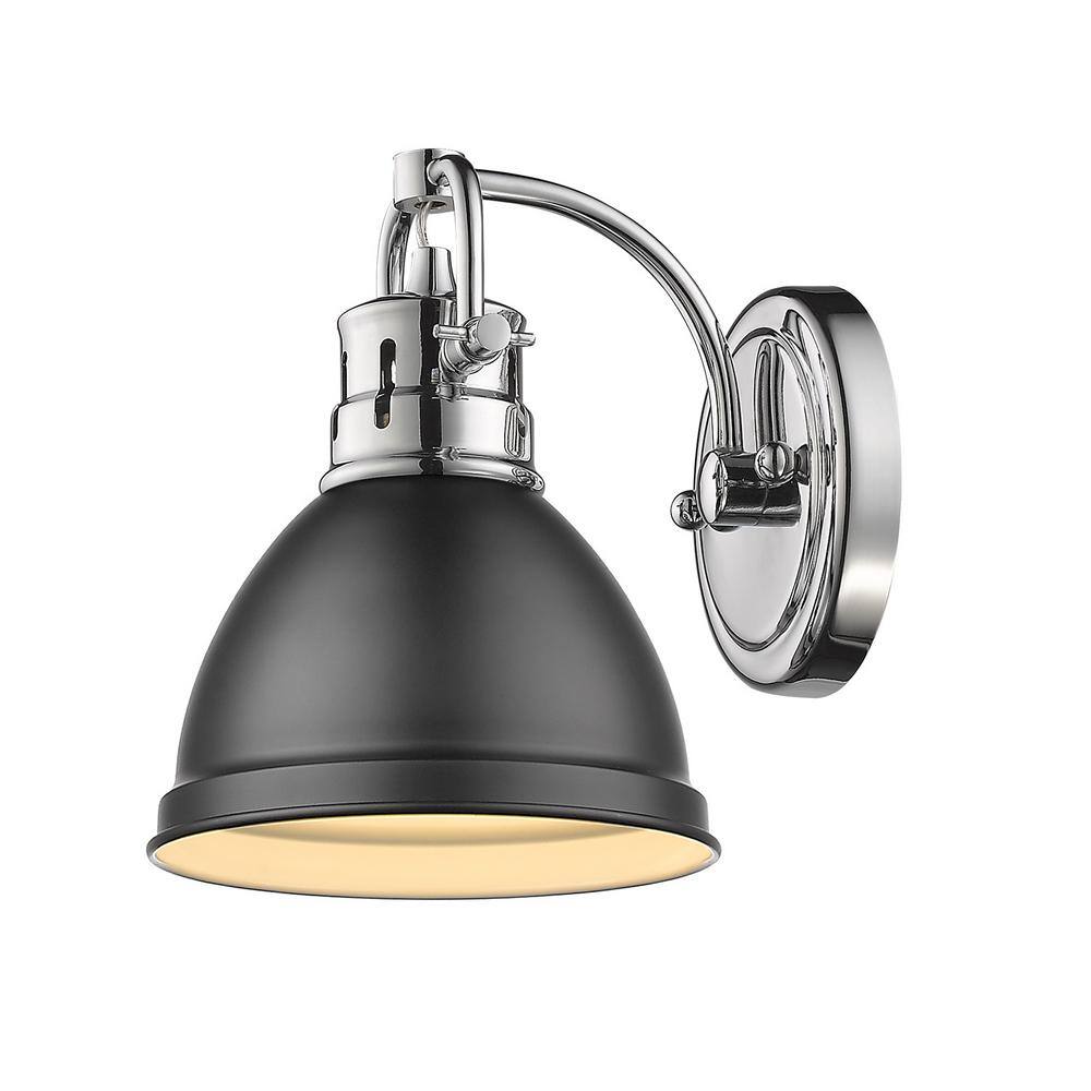 Matte Black and Chrome Transitional Wall Sconce