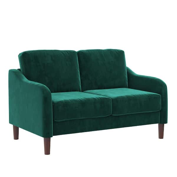 Dorel Living Embry 52 in. Green Velvet Velvet 2-Seat Loveseat