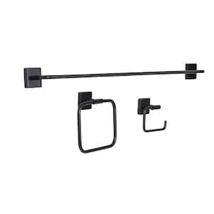 Acehoom 4-Piece Bath Hardware Set with 17 in. Towel Bar Towel Ring Toilet Paper Holder and Towel Hook in Matte Black