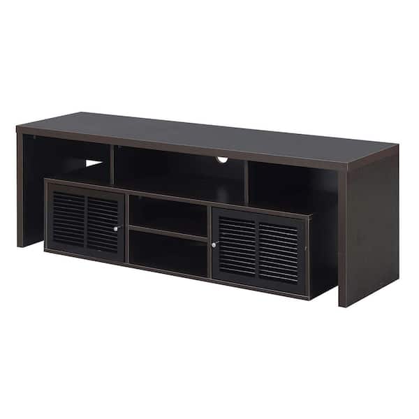 Convenience Concepts Lexington 59 in. Espresso Wood TV Stand Fits TVs Up to 65 in. with Storage Doors