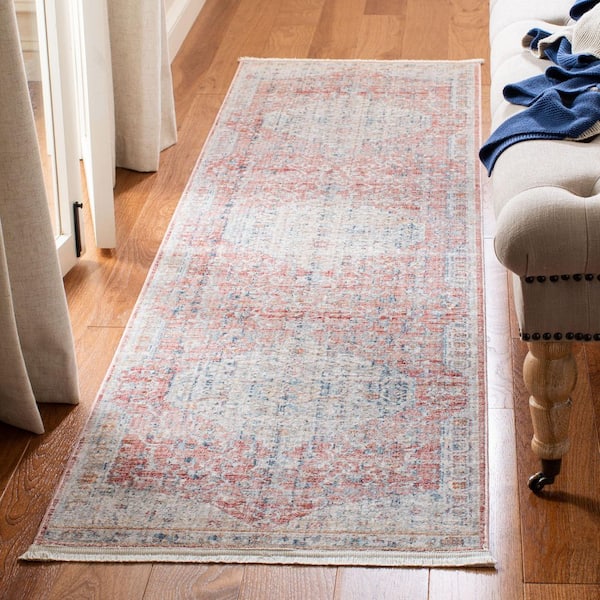 Kenitra 2 ft. x 10 ft. Pink/Gray Medallion Runner Rug