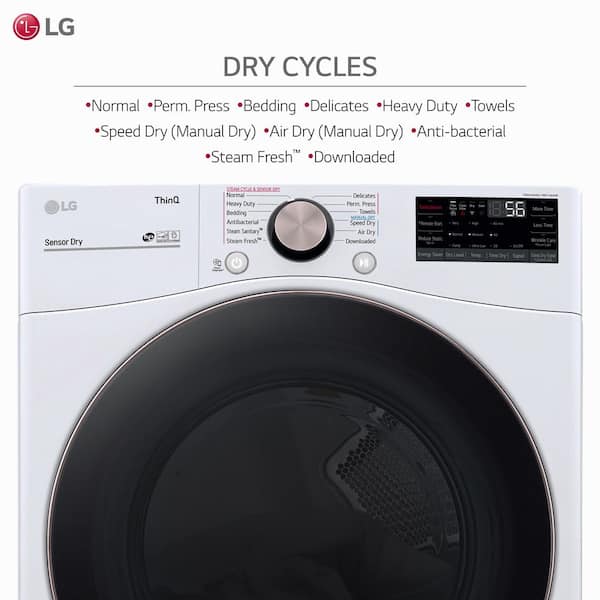 LG 7.4 cu. ft. Large Capacity vented Smart Stackable Electric